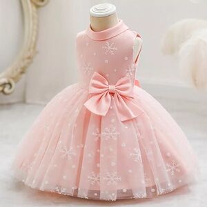 Pink Winter Holiday Snowflake Princess Dress
